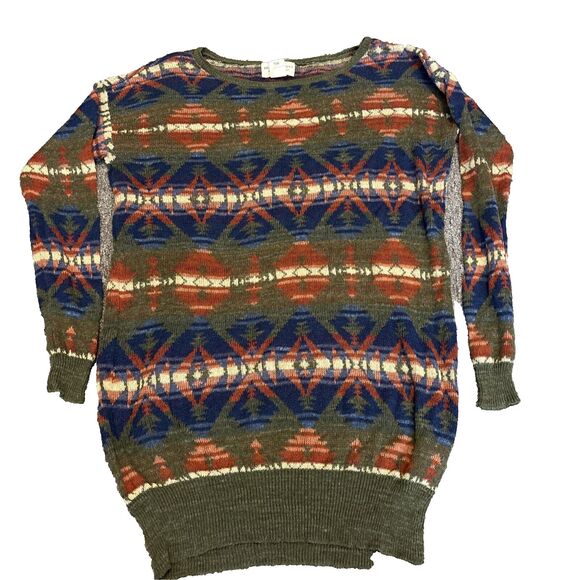 Vtg Denim & Supply Ralph Lauren Sweater Women Small Green Aztec Southwestern - Picture 1 of 7